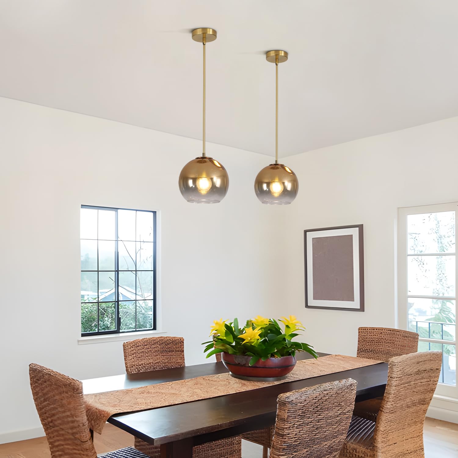 Lighting Globe Pendant Lights Gradient Gold Glass Pendant Light Modern Kitchen Island