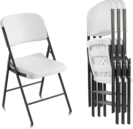 Folding Chairs Heavy Duty Plastic Chairs with 350-Pound Capacity