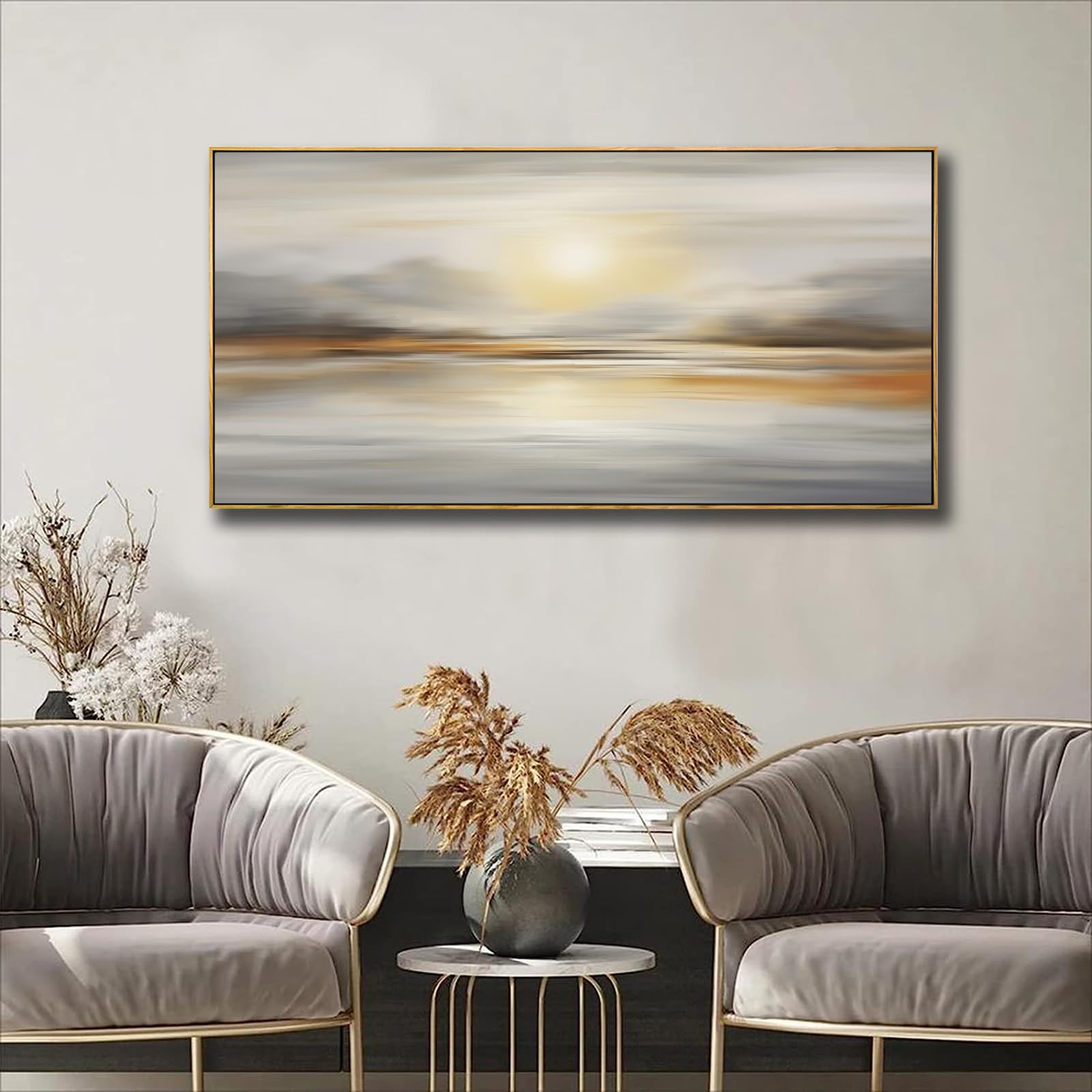 Framed Wall Art Abstract Seascape Canvas Printing Wall Decor Artwork for Living Room