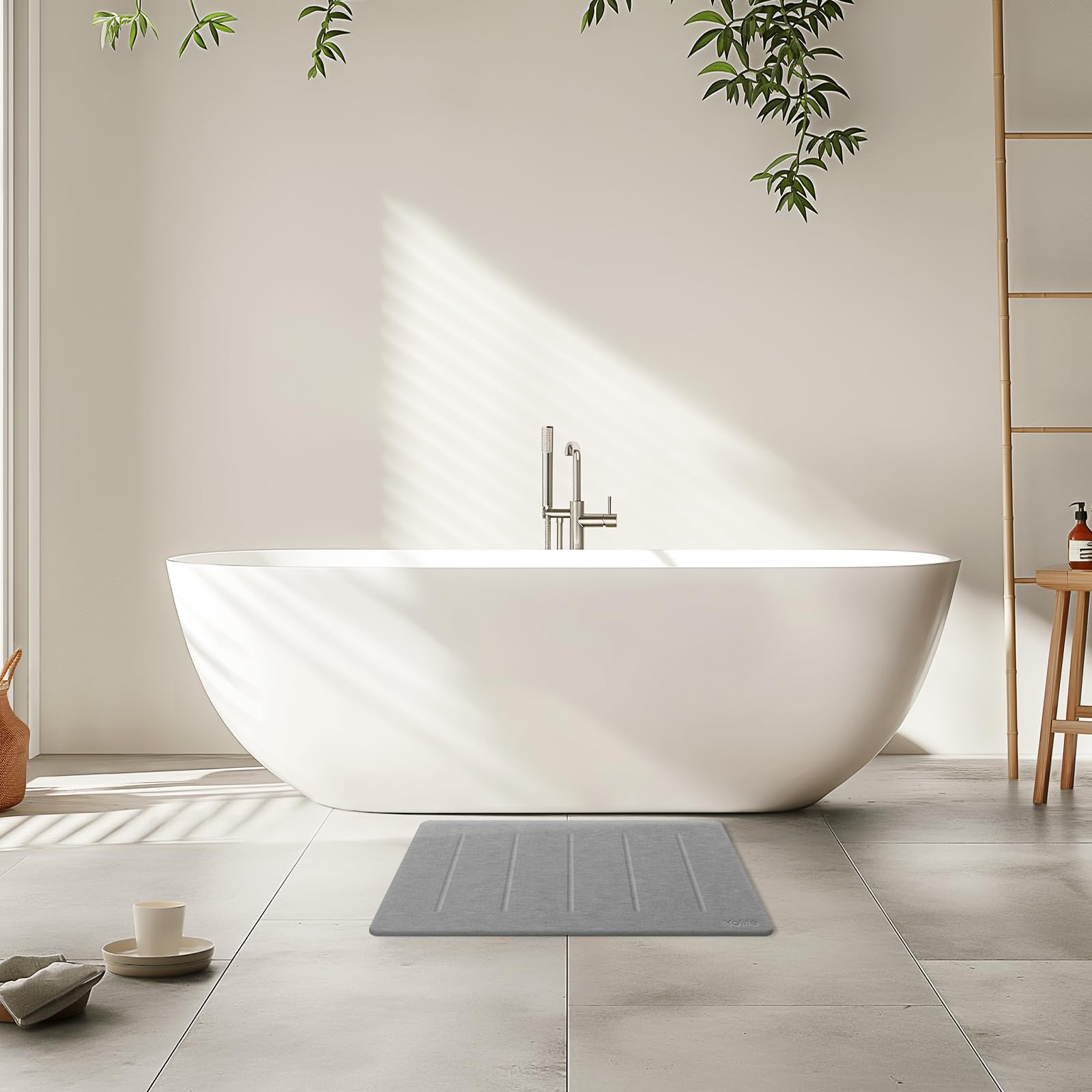 Stone Bath Mat Large, 32" x 20" Diatomaceous Earth Bath Mat for Bathroom