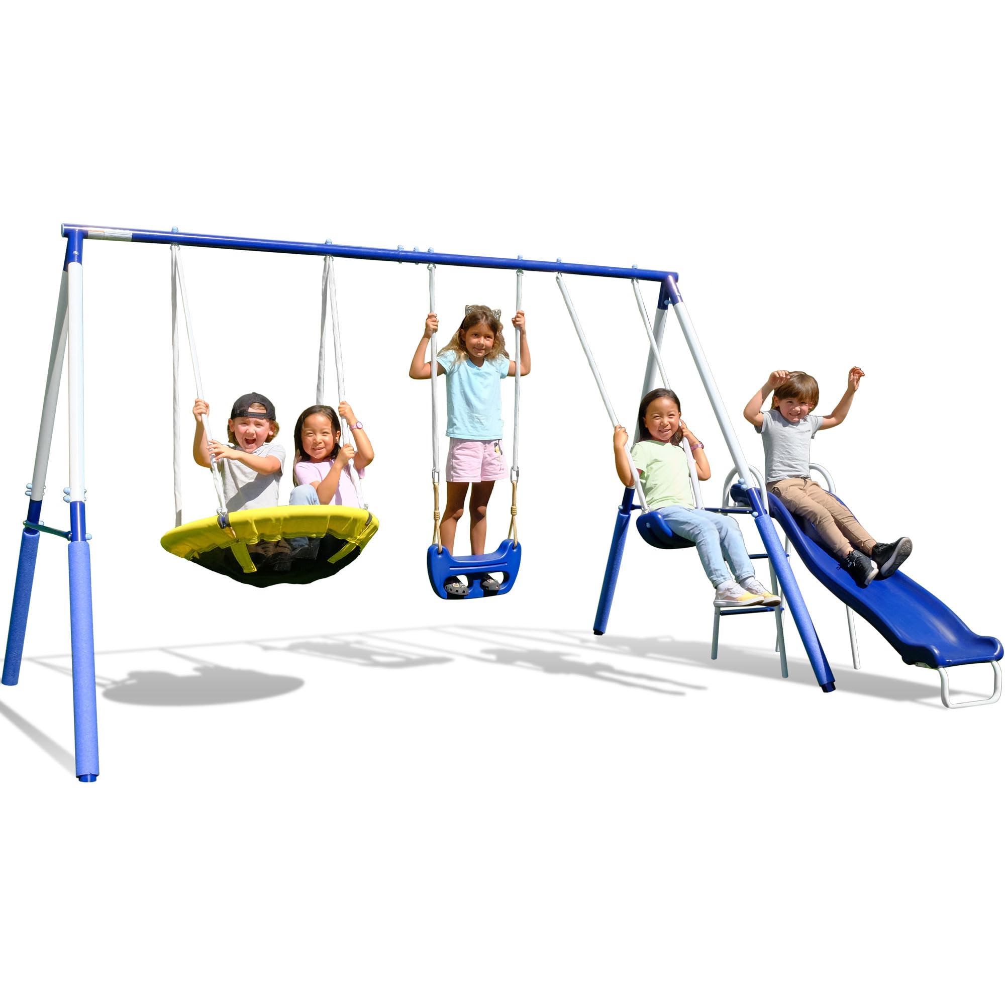 Fairbrook Metal Swing Set: 2-Person Saucer Swing, Standing Swing, Blow-Molded Swing
