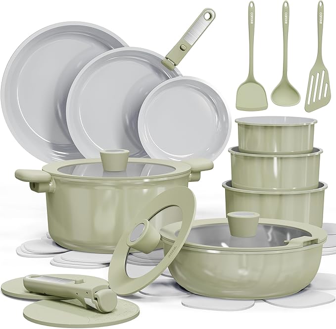 25pcs Ceramic Cookware Set Nonstick, Pots and Pans Set Non stick, Non Toxic Cookware