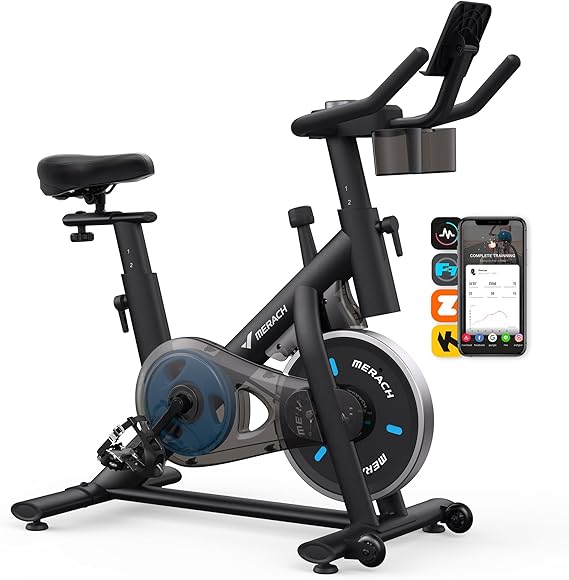Magnetic Resistance Stationary Bike with Screen, 300lbs Indoor Cycling Bike