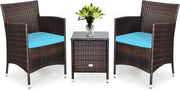 3 PCS Patio Conversation Set, Outdoor Wicker Rattan Furniture Set for Patio