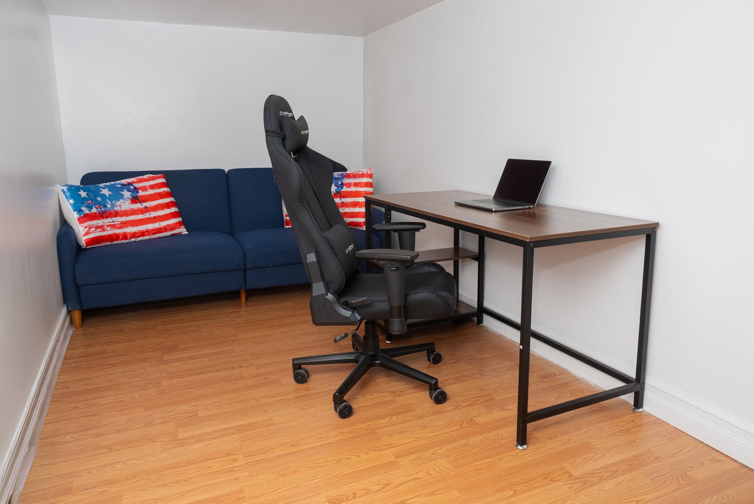 Modern & Industrial Computer Desk, Home Office Desk with Storage Shelves