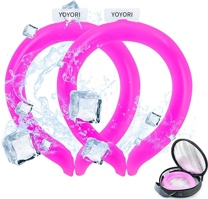 2PCS Neck Cooling Tube with Cold Insulated Bag,Reusable Ice Neck Ring Wearable Body