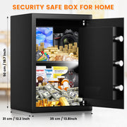 3.3 Cub Large Fireproof Safe for Home Use, Digital Home Safes Water and Fireproof with Backup Keys and Alarm System, Anti-Theft Fire Proof Safe Box for Home Office