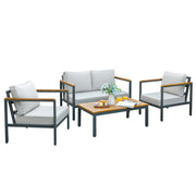 4 Pieces Patio Furniture Sets Outdoor Conversation Set Acacia Wood Sofa Set