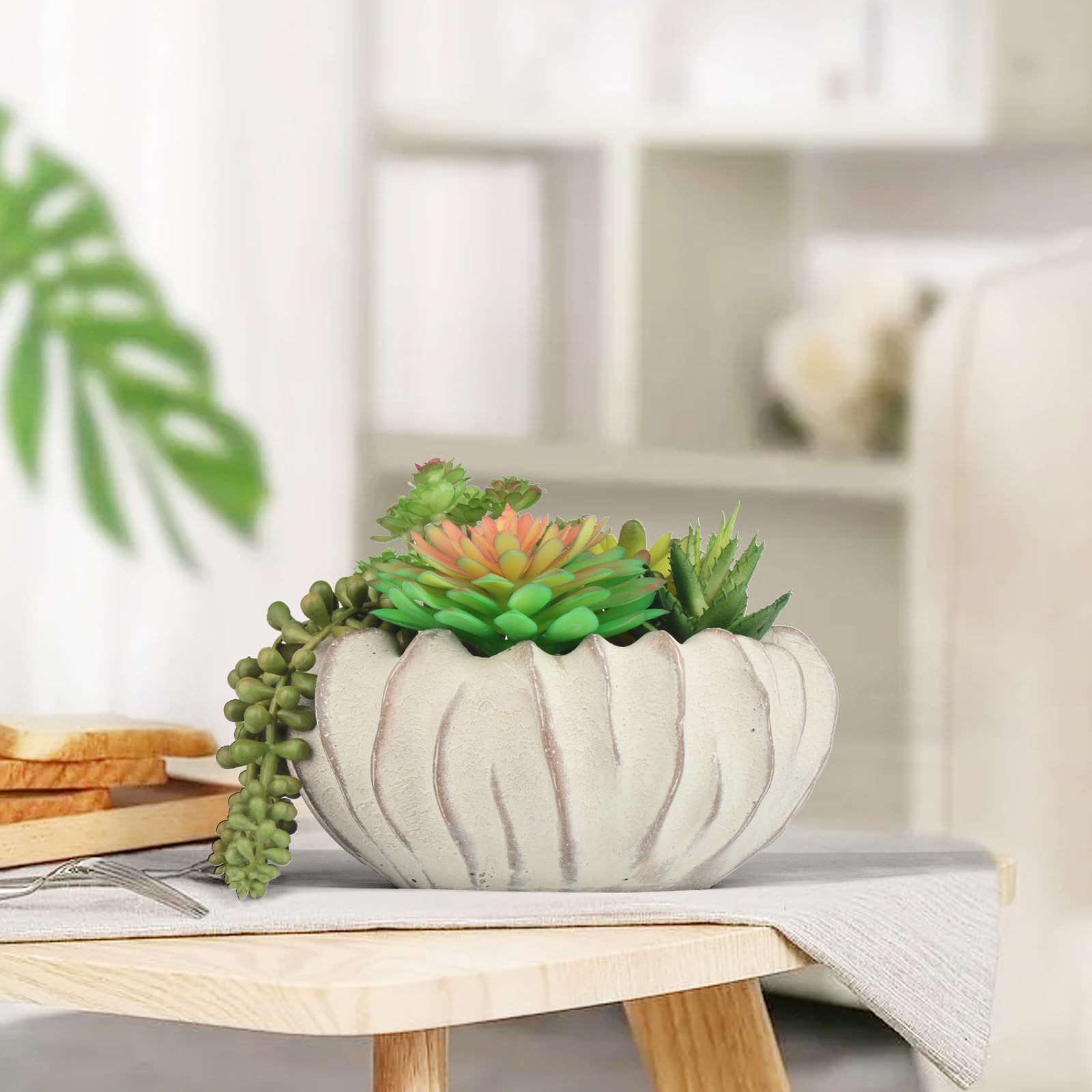 Succulent Artificial Plants in Cement Pots - Decorate Your Home and Office
