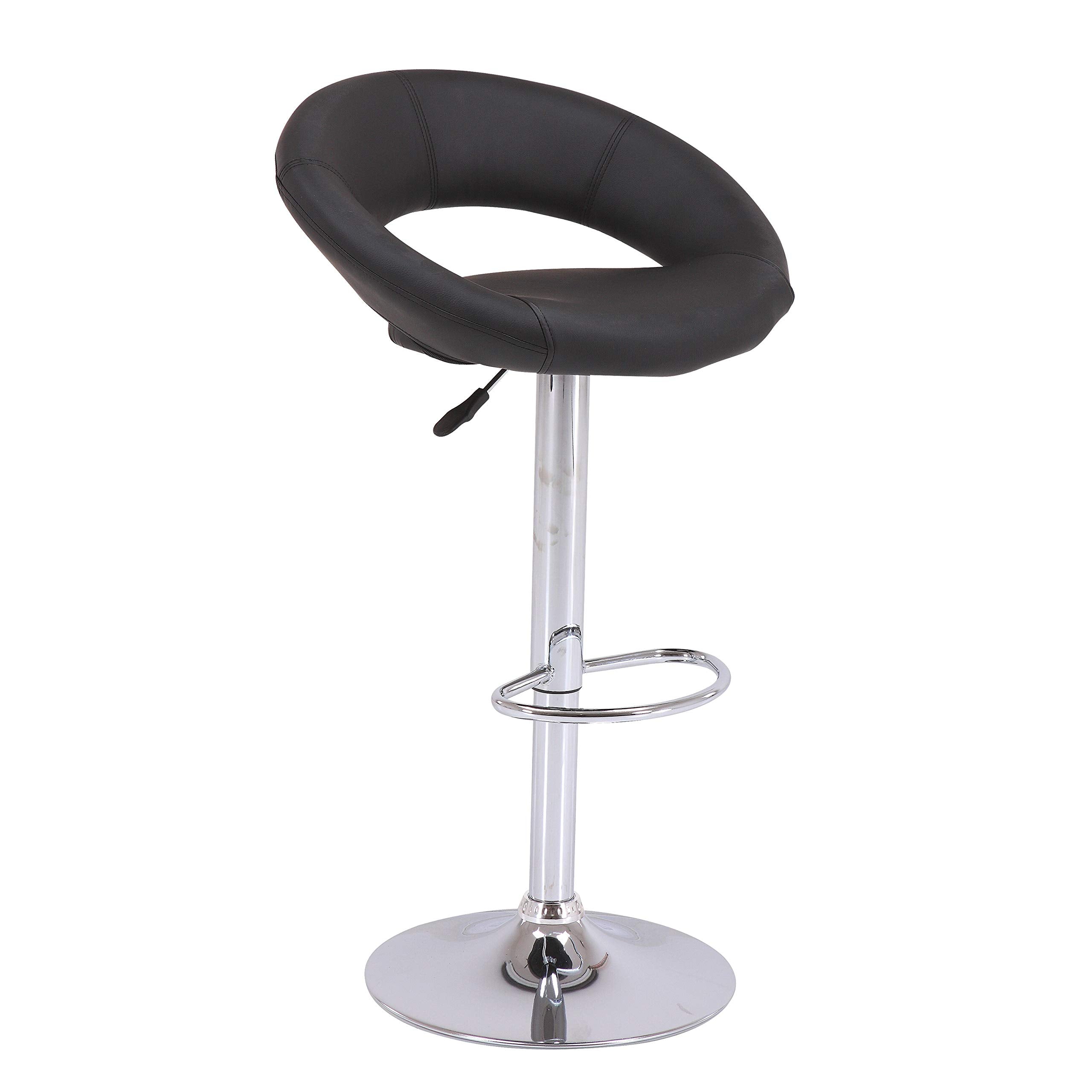 Direct Adjustable Height Swivel Barstools With Footrest (Set of 2), Black