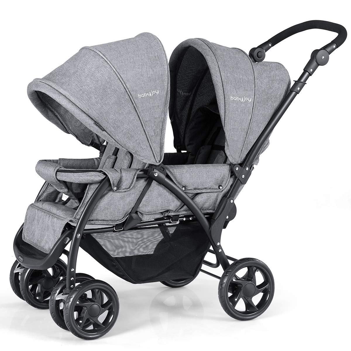 Double Stroller - Foldable Lightweight Twin Stroller with Tandem Seating