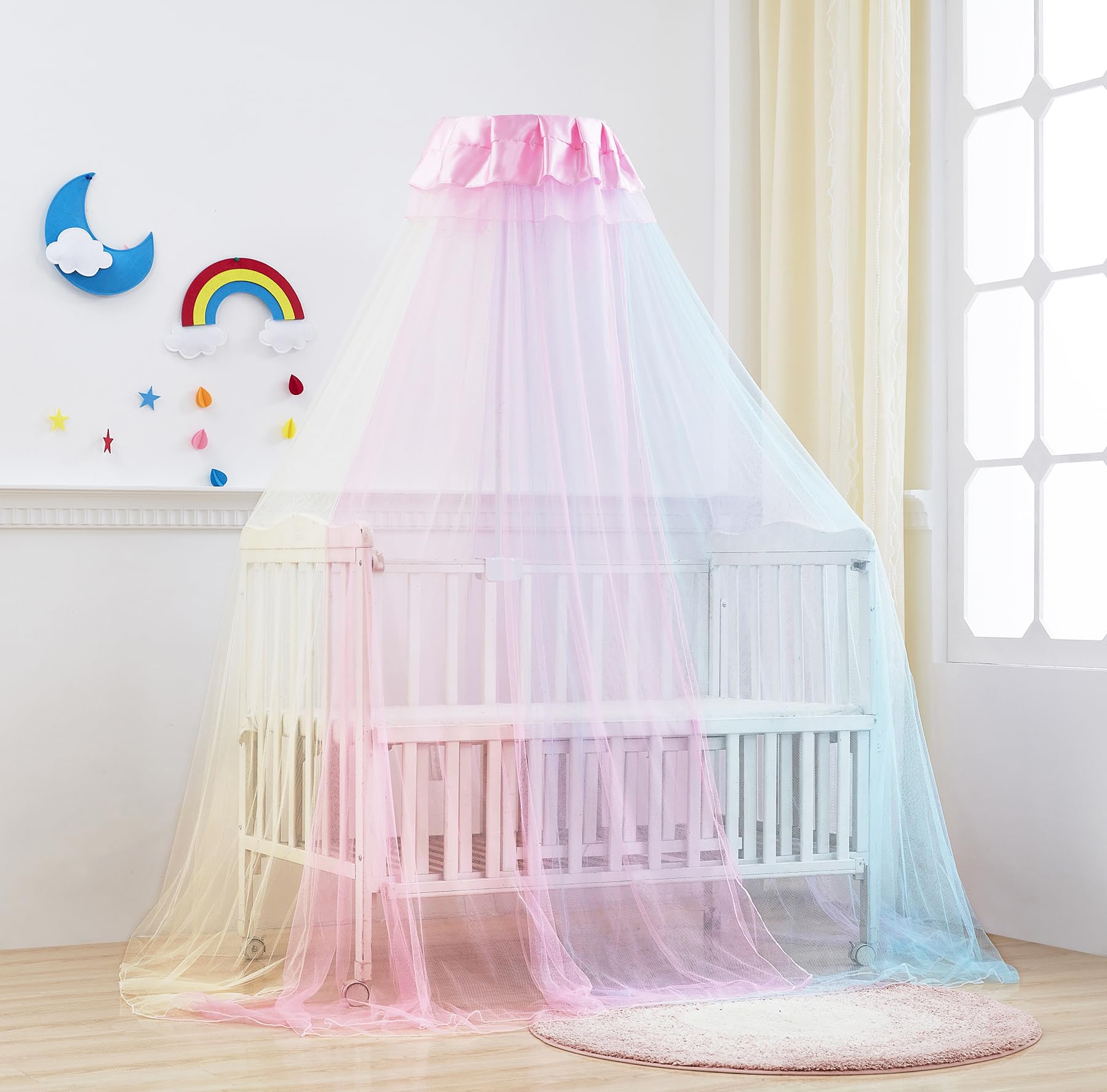 Bed Canopy Crib Canopy Holder Mosquito Net with Canopy Frame,Baby Canopy