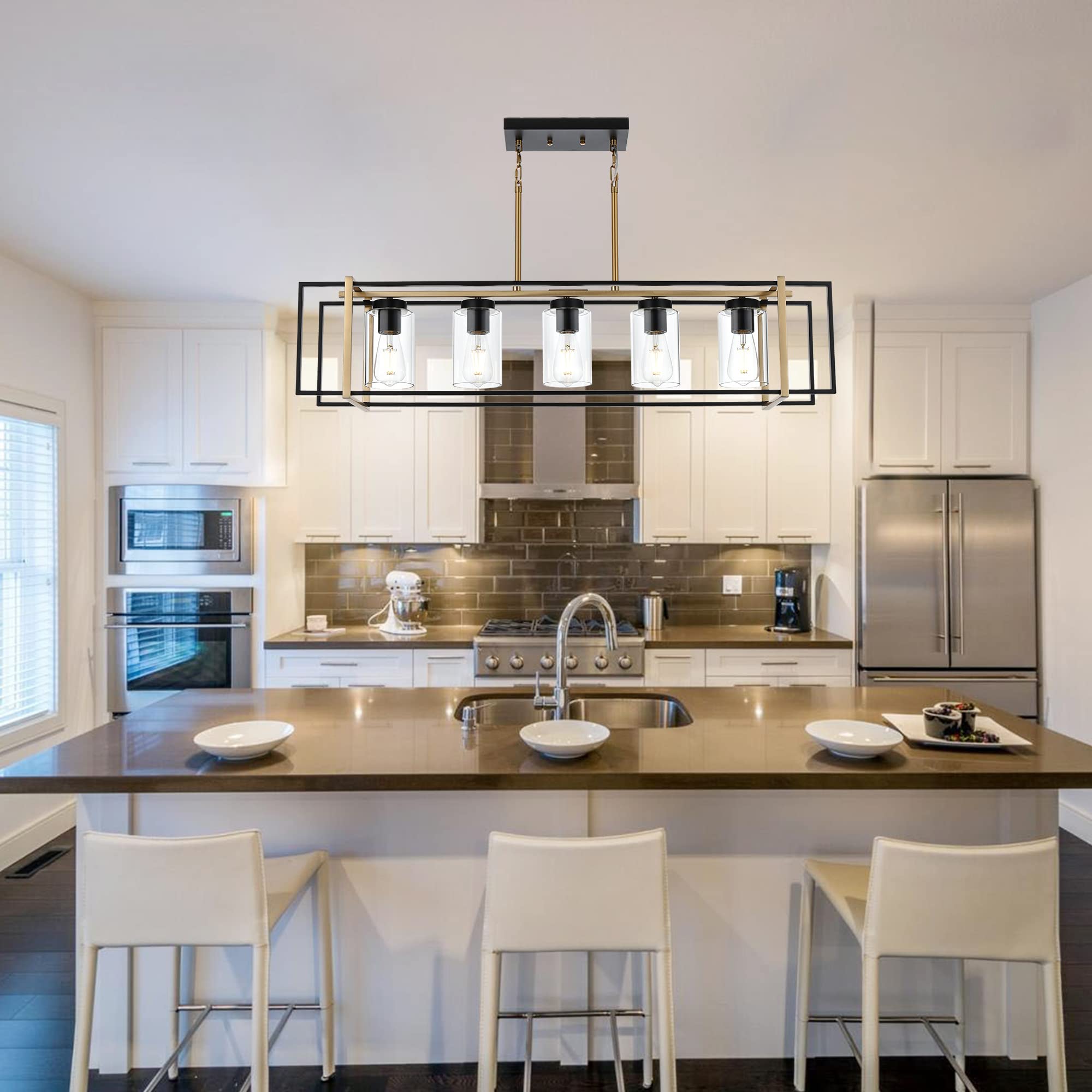 Large Pendant Lights Kitchen Island 5 Lights Dining Room Light Fixture Farmhouse