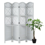 Room Divider with Shelves, 68.9inch Wood Carved and Louvered Wall Divider