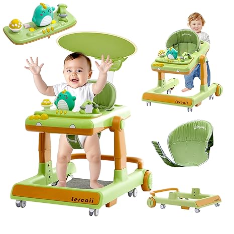 5-in-1 Baby Walker,Foldable Baby Activity Center with Wheels,3 Adjustable Height
