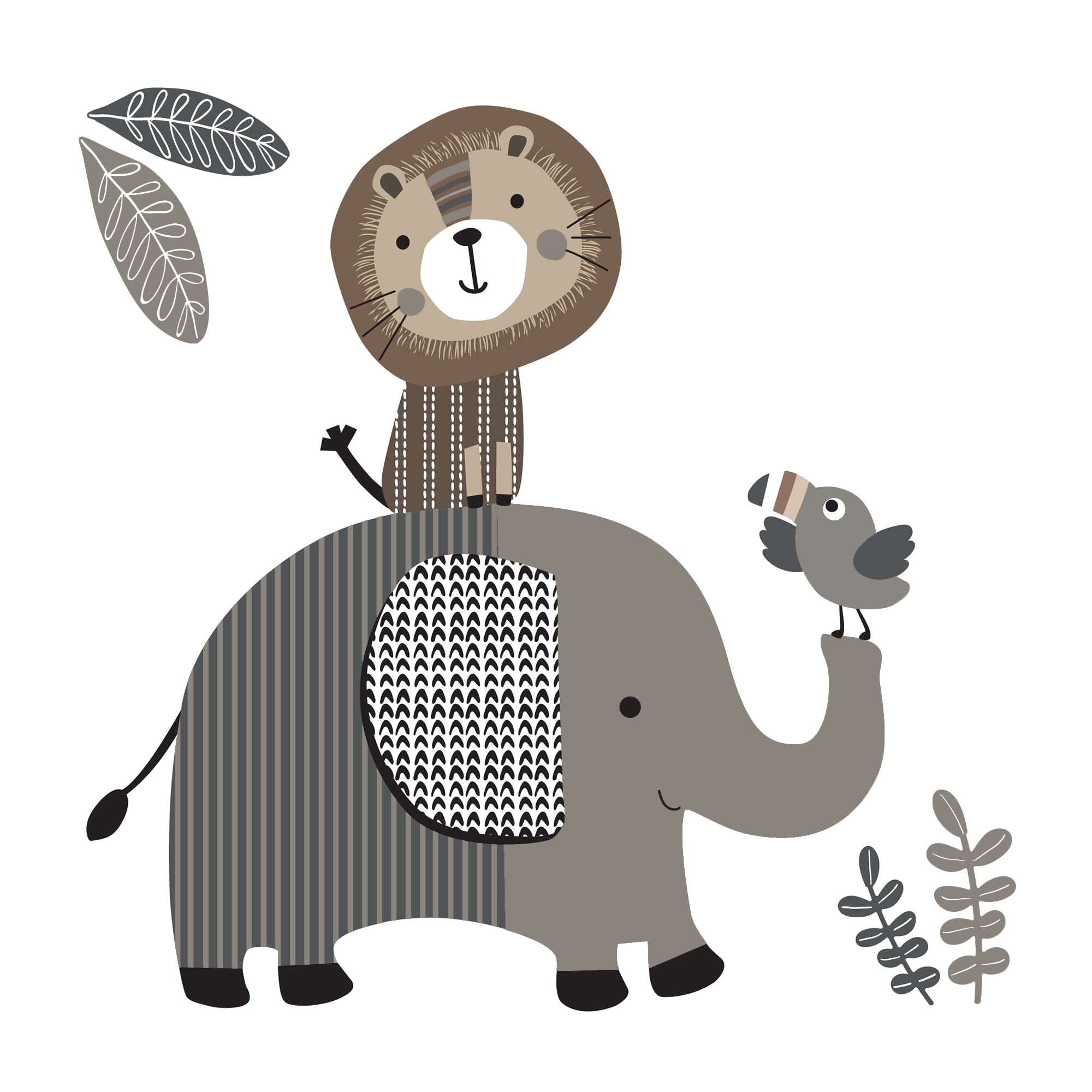 Jungle 4-Piece Crib Bedding Set - Gray, Brown, White, Jungle
