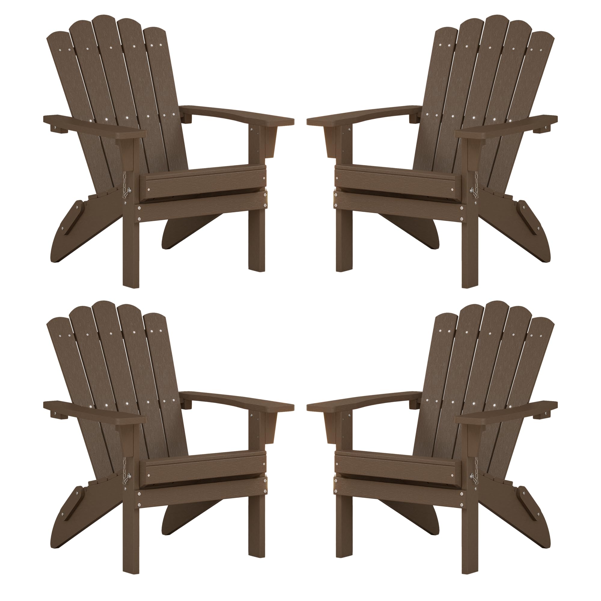Folding HDPE Adirondack Chair Set of 4, Weather-Resistant Patio Chair