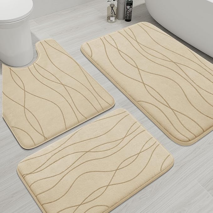 Memory Foam Bathroom Rug Sets 3 Piece