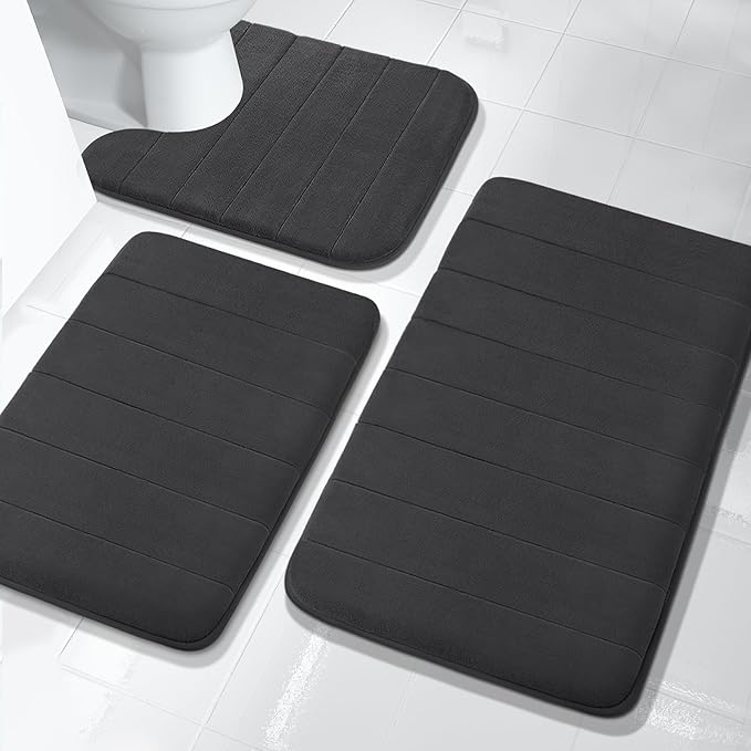 3 Pieces Memory Foam Bath Mat Sets