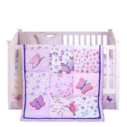 3 Pieces Butterfly Nursery Crib Bedding Set for Girls, Standard Size Bedding