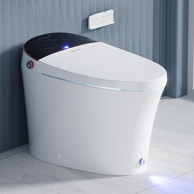 Smart Toilet with Tank Built in, Soft-Close Lid, Foot Kick & Off-seat Auto Flush