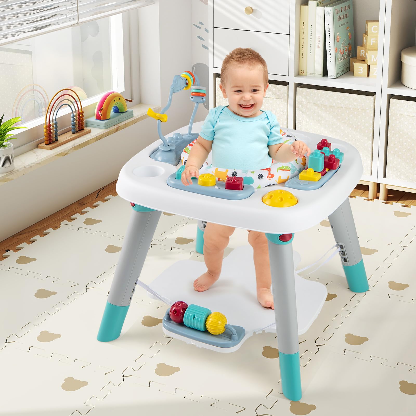 6-in-1 Baby Activity Center, Baby Jumper & Interactive Play Table with 360° Rotating Seat