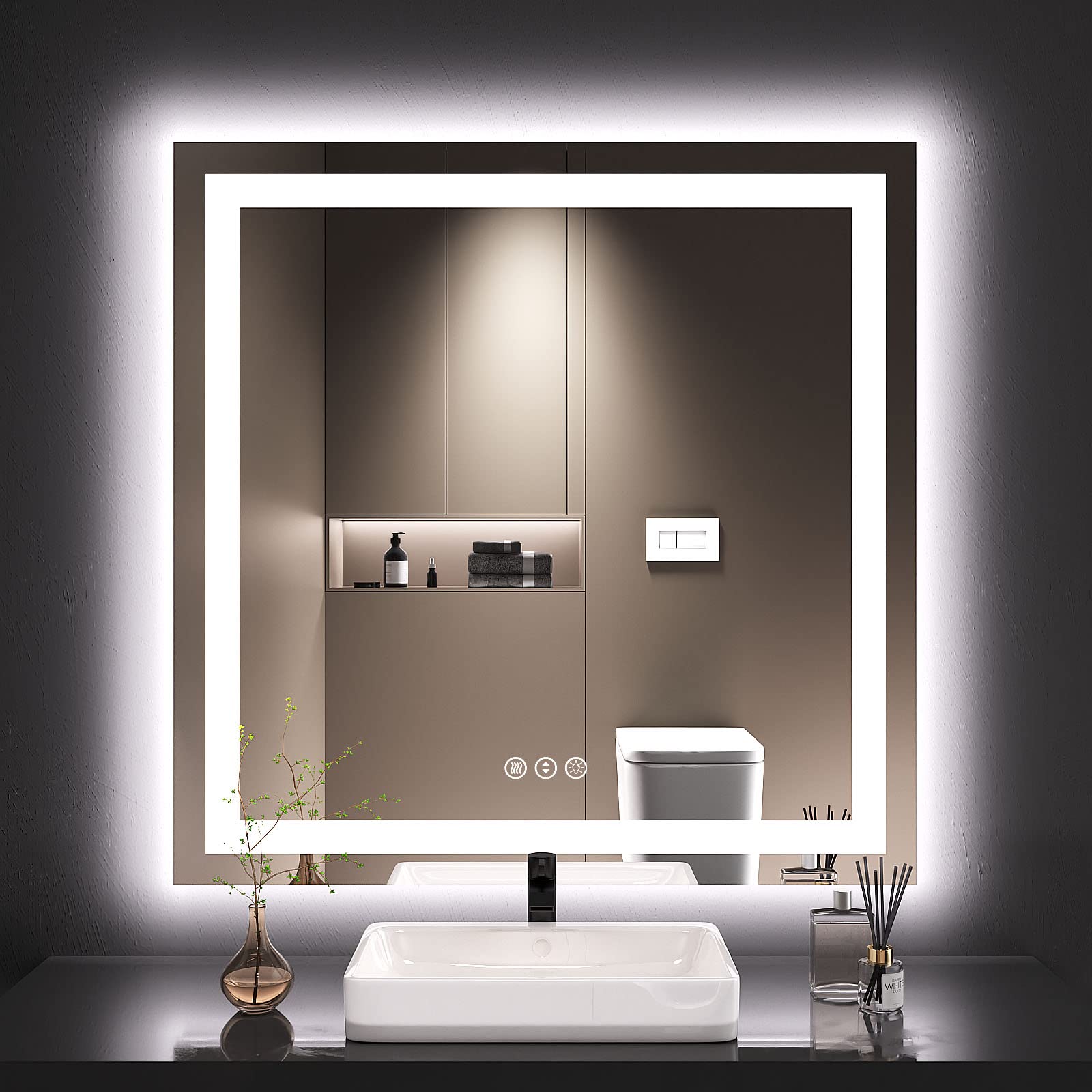 36X36 LED Bathroom Mirror with Lights, Anti-Fog, Dimmable,Bathroom Vanity Mirrors