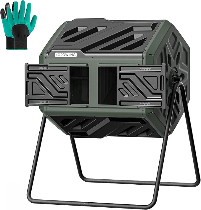 Updated 43 Gallon Compost Bin Outdoor, Fast Assemble Tumbling Composter