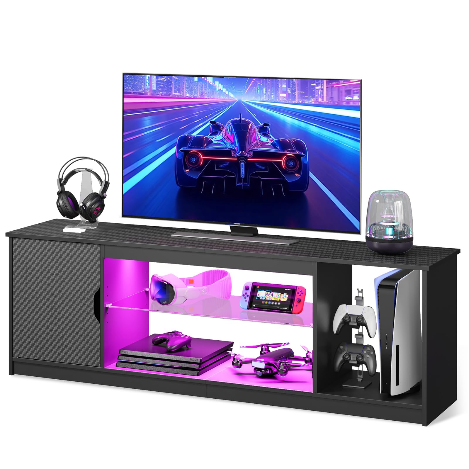 LED TV Stand for 55/60/65 Inch TV, Gaming Entertainment Center,living room