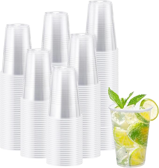 300 Count 16 oz Plastic Cups, Clear Plastic Cups Disposable