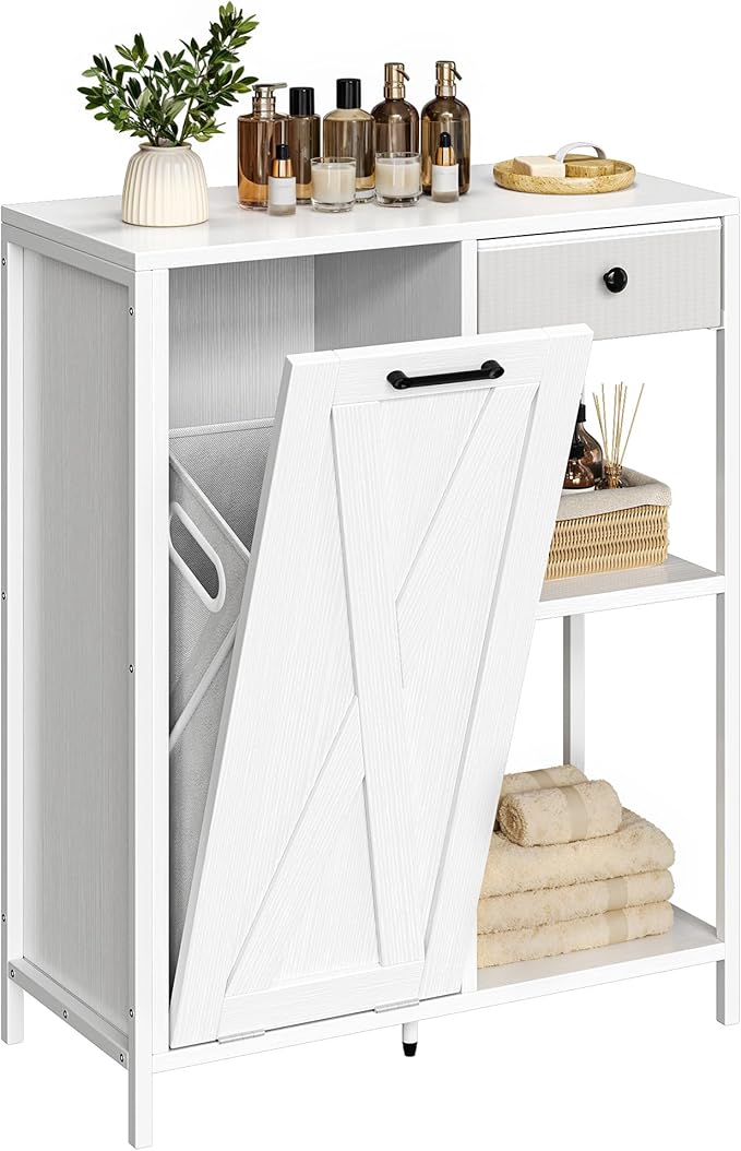Tilt Out Laundry Hamper, Laundry Room Cabinets with Shelves Laundry Cabinet