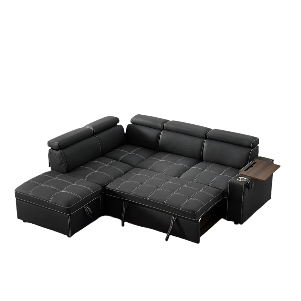 90 inch Ultra-fine Fiber Segmented Sleeper Sofa with Pull-Out Bed,Living Room