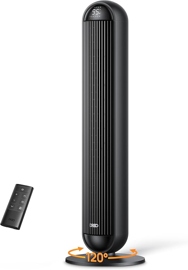 Tower Fan and Heater Combo, 29.2ft/s Standing Fans for Bedroom, 17 Levels, 6 Modes