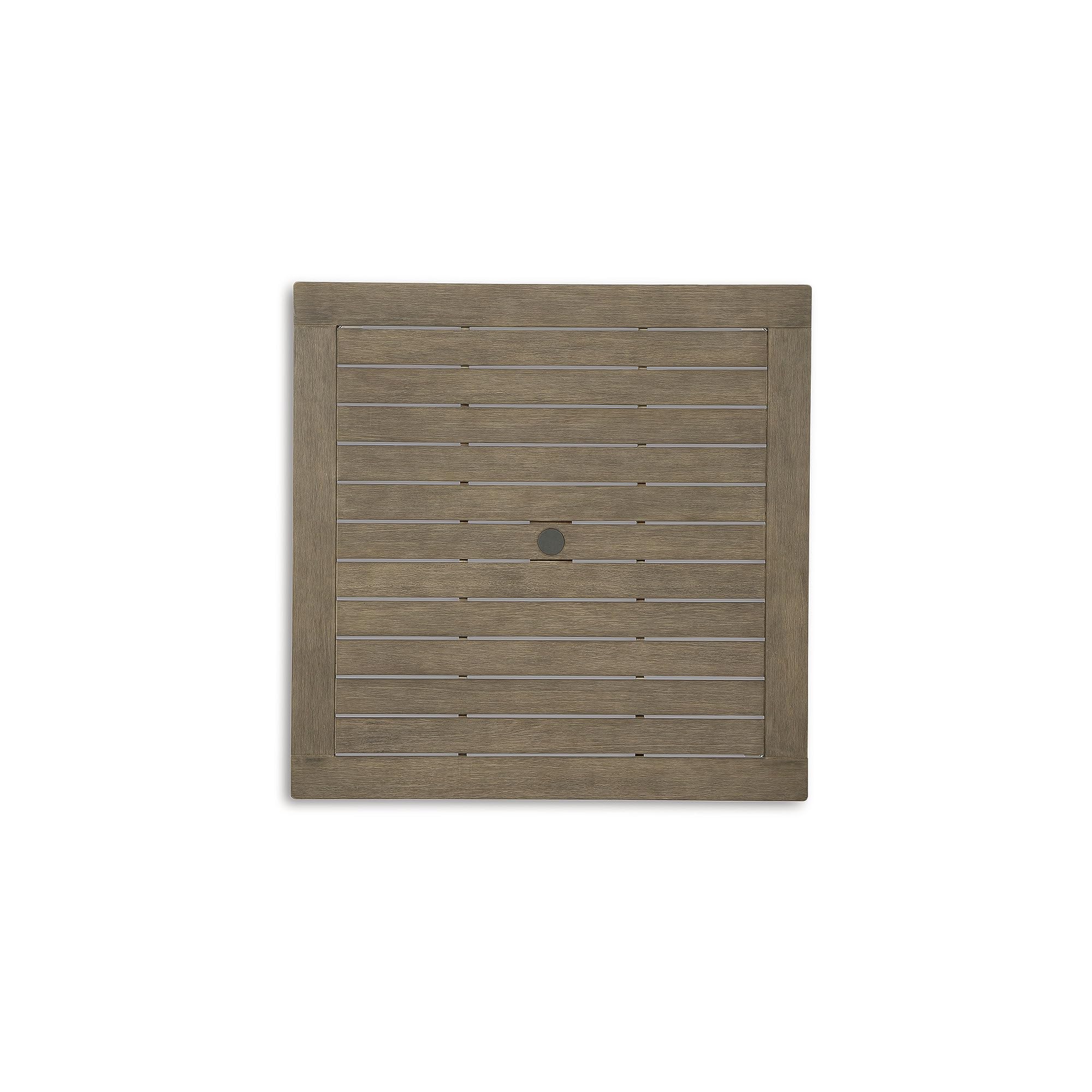 Aria Plains Casual Outdoor Square Dining Table with Umbrella Option, Brown