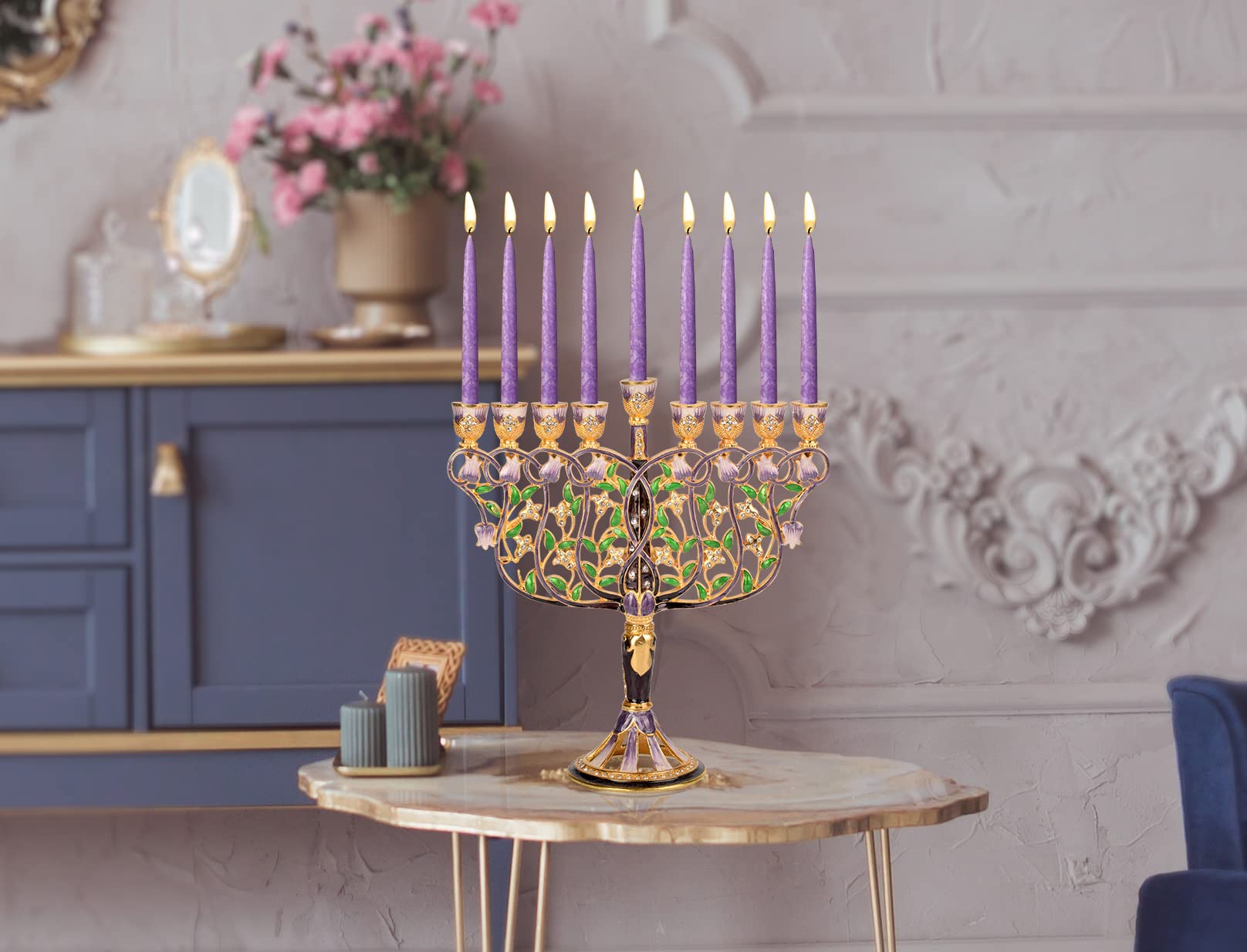 Tree of Life Hanukkah Menorah, Fits All Standard Chanukah Candles