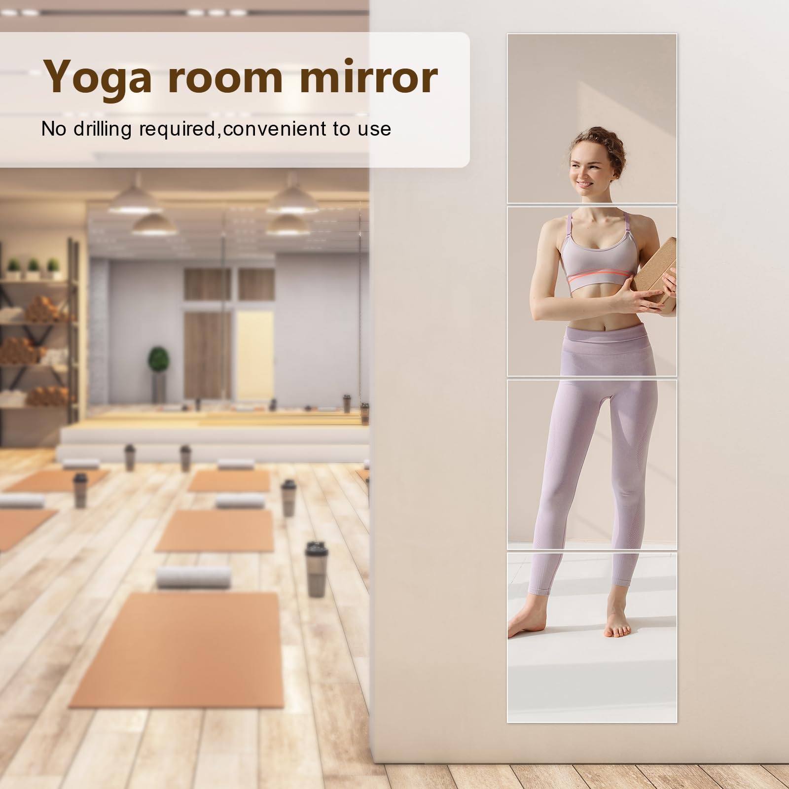 Shiftshade 4 Pack Wall Mirror Full Length, 12 x 12 Inch Acrylic Mirror Tiles, Shatterproof Flexible Plastic Mirror Sheets for Bedroom Home Gym Door