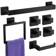 7-Pieces Towel Racks for Bathroom, SUS304 Matte Black Bathroom Accessory Set