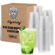 1000 PACK 16 oz Clear Plastic Cups, Cold Disposable Party Drinking Cups for Parties