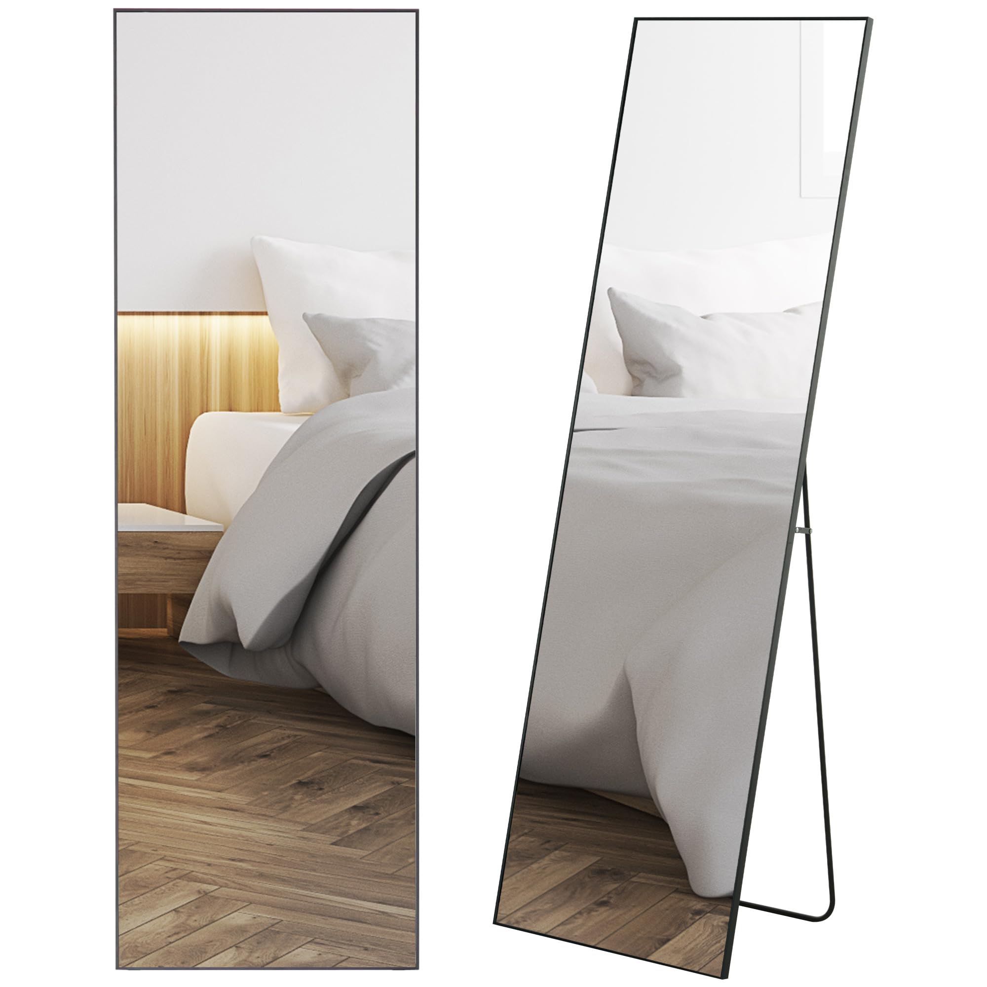 Full Length Glass Mirror, Freestanding or Wall Mounted Dress Mirror for Bedroom