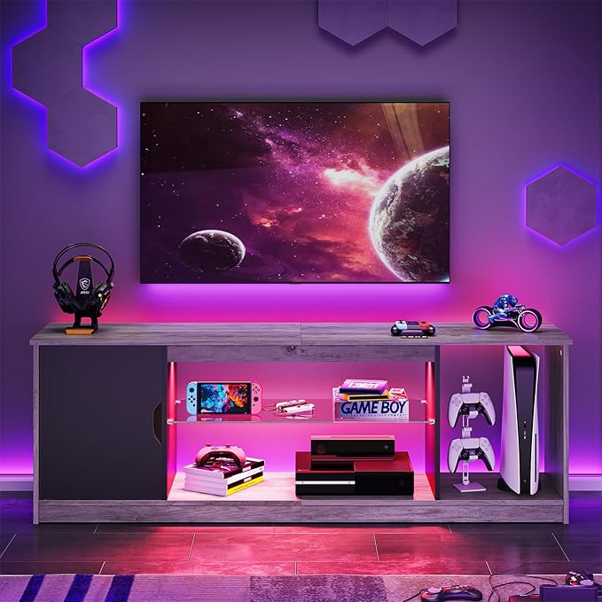 LED TV Stand for 55/60/65 Inch TV, Gaming Entertainment Center,living room