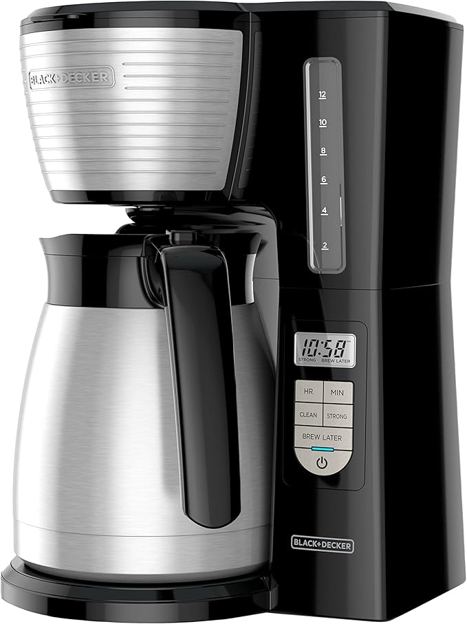 12-Cup Thermal Coffee Maker, Keep Coffee Hot with Insulated Stainless Steel Carafe