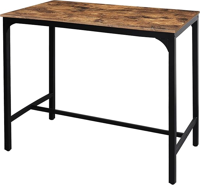 47'' Industrial Bar Height Table, High Pub Table with Adjustable Legs and Sturdy Metal Frame