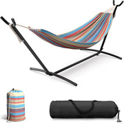 2-Person Luxury Hammock with Steel Stand- Premium Cotton Blend 60" Large
