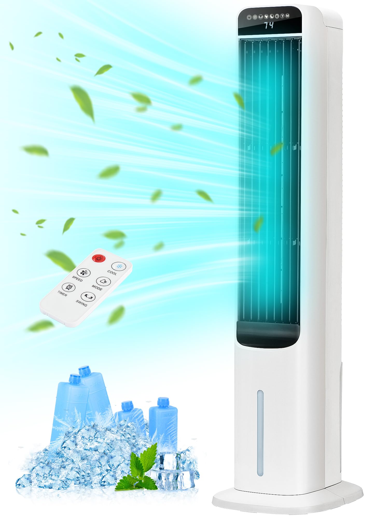 Air Cooler, 41" Windowless Portable Air Conditioner, 3-in-1 Cooling Fans that Blow