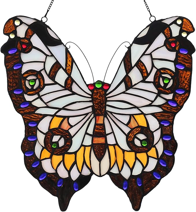 Yellow Butterfly Stained Glass Window Hanging Tiffany Animal Style Stained Glass