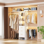 Closet System with Drawers, 8FT Walk in Closets Organizer with 3 Shelving Towers