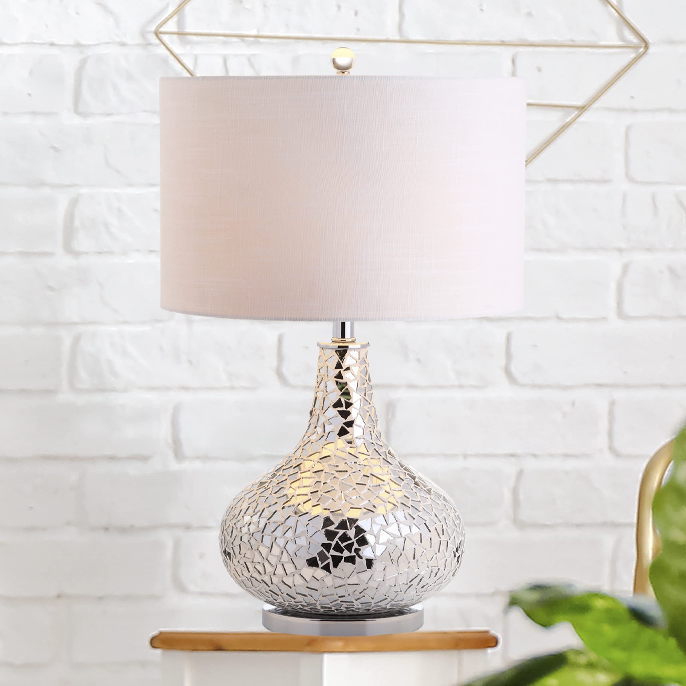 JYL1056A Emilia 26" Mirrored Mosaic LED Table Lamp Contemporary Glam