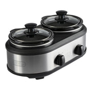 TRU Double Slow Cooker by Select Brands - Double Buffet Server for Parties, Holidays & Gatherings - Slow Cooker Buffet Server - 2 Inserts, Each 1 1/4 Quarts