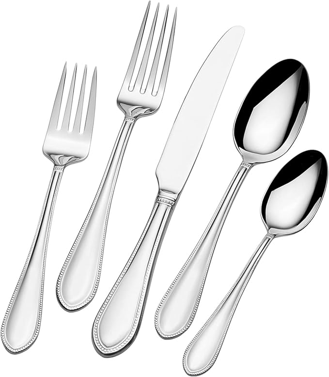 Satin Loft Flatware Service for 12, 65 Piece Set, 18/10 Stainless Steel