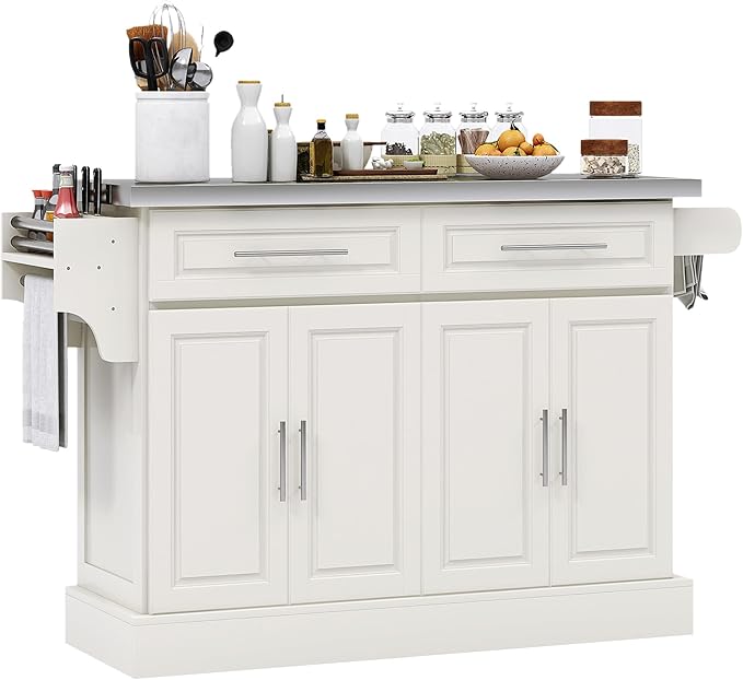 Rolling Kitchen Island Cart with Wheels, Portable Island Table for Kitchen
